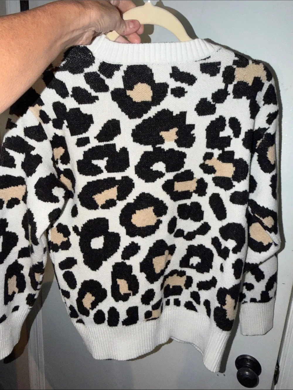 Sugarlips Black and Tan Leopard Crewneck Sweater - Picture 8 of 8